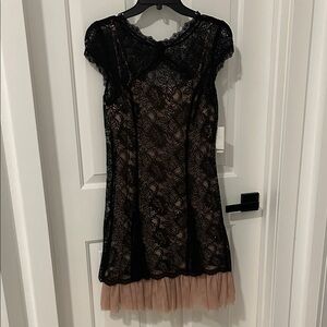 Jessica Black Lace Dress w/Blush Soft Tulle